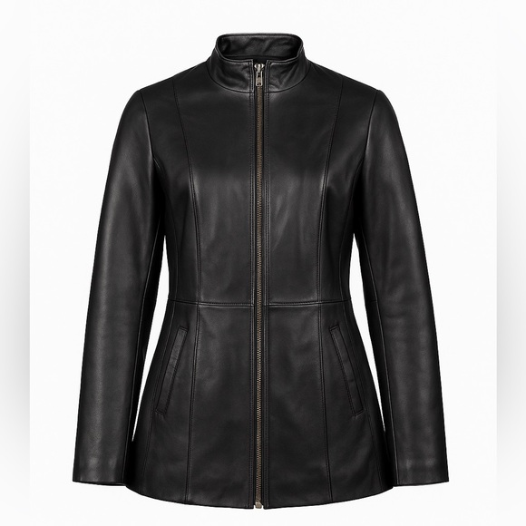 Women XS Overland Black Lambskin Leather Jacket Made in Turkey Luxury Classic - Picture 2 of 10